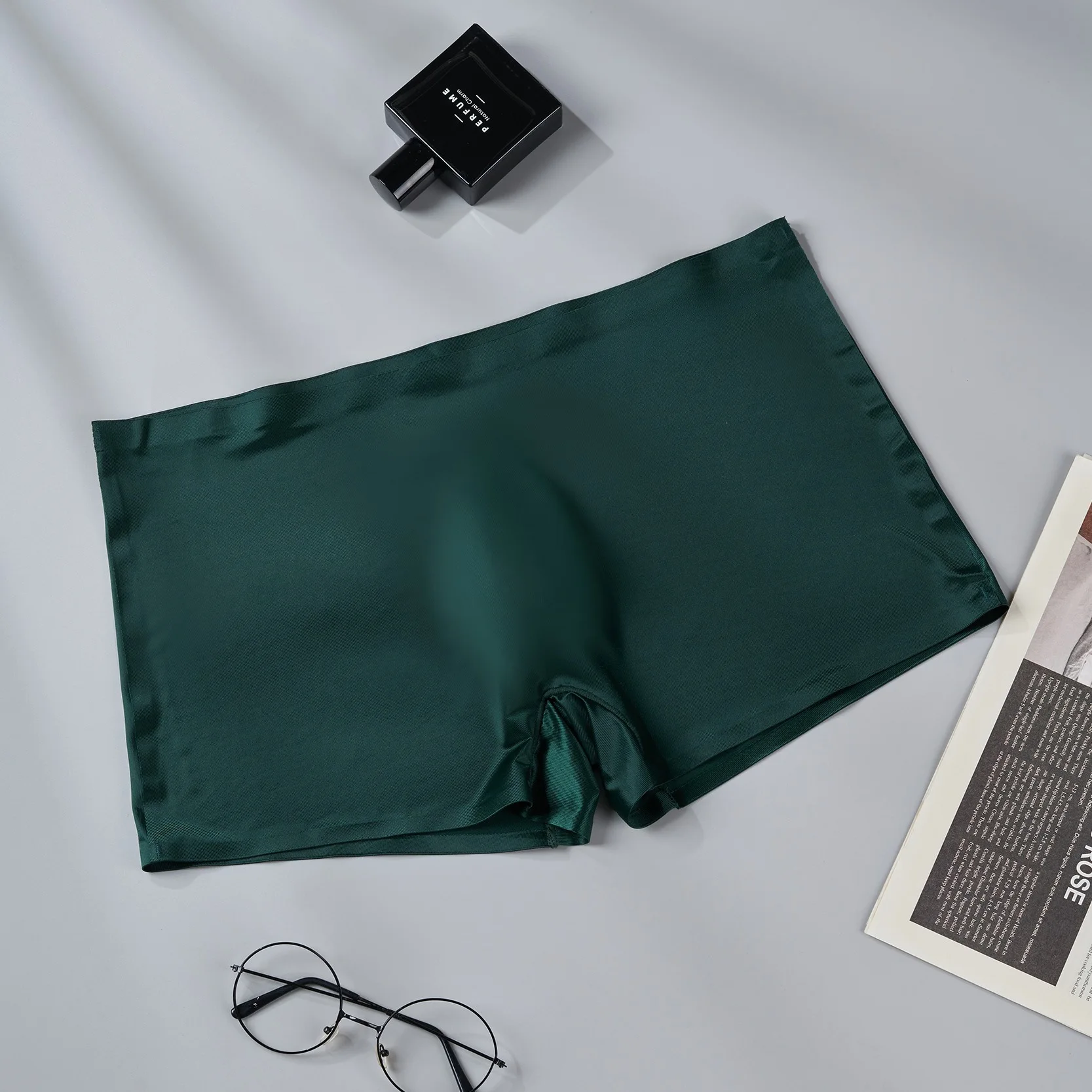 الحرير الجليد مثير الرجال سراويل داخلية سلس رقيقة جدا تنفس سراويل بوكسر بلون التجفيف السريع ثلاثية الأبعاد الحقيبة السروال #3