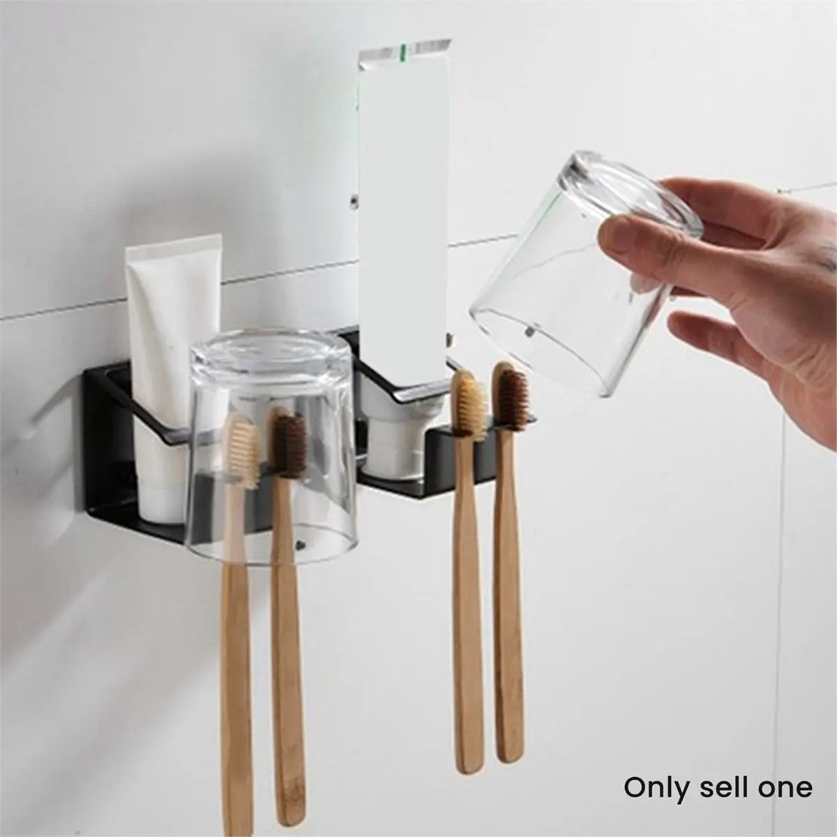 2026 New Stainless Steel Toothbrush Holder Punch-Free Toothpaste Toothbrush Cup Holder Bathroom Rack Storage A