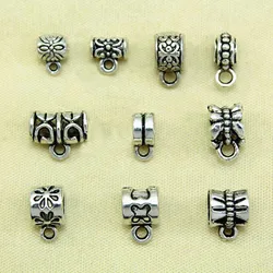 30Pcs Antique Tibetan Silver Connector Bail Tube Beads Spacer Bead Hanger For Jewelry Making Fit European Charm Bracelet Pendant