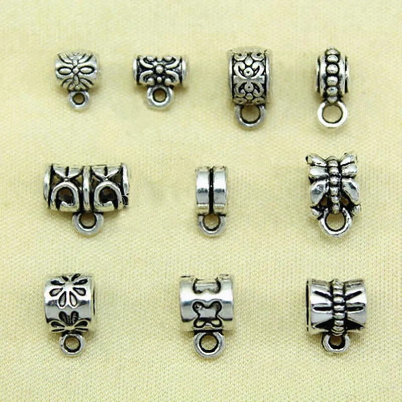 30 sztuk antyczne tybetańskie srebrne złącze kaucja Tube koraliki Spacer wieszak na koraliki do tworzenia biżuterii Fit europejski wisiorek na bransoletkę z amuletem