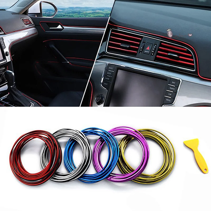 

Универсальный автомобильный молдинг, украшение, гибкие полоски, 5 м, внутренние авто молдинги, накладка на автомобильную панель, дверь, Стайлинг автомобиля