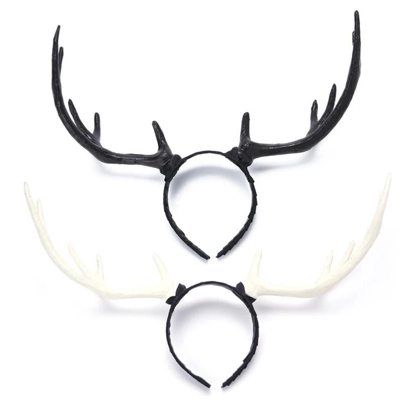 

652F Antlers Headband Halloween Elk Headwear for Halloween Party Wear Deer Horn Hair Band Christmas Headpiece Party Supplies
