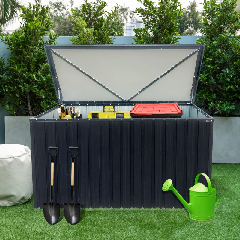 

Out Door Metal Storage Box Store Medium Spacious Storage Capacity Durable And Versatile Black For Outdoor Garden