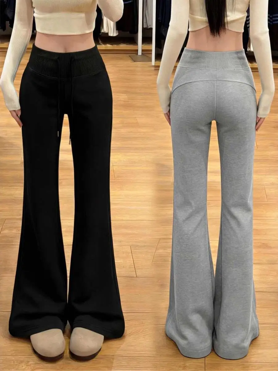 Women's High Waist Black Flared Trousers