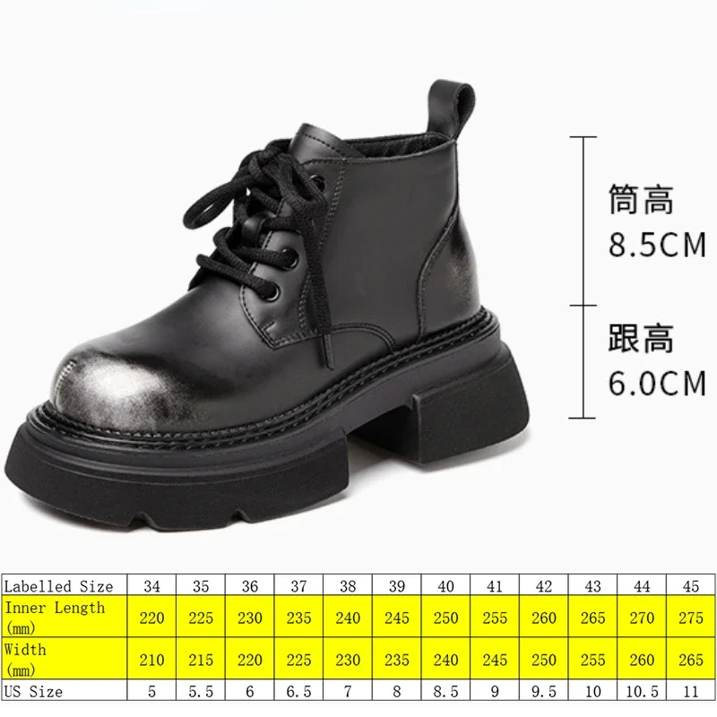 Koznoy 6CM New Cow Genuine Leather Women Fashion Chimney Ankle Boots Spring Big Toe Ankle Mid Calf Booties Flats Autumn Shoes