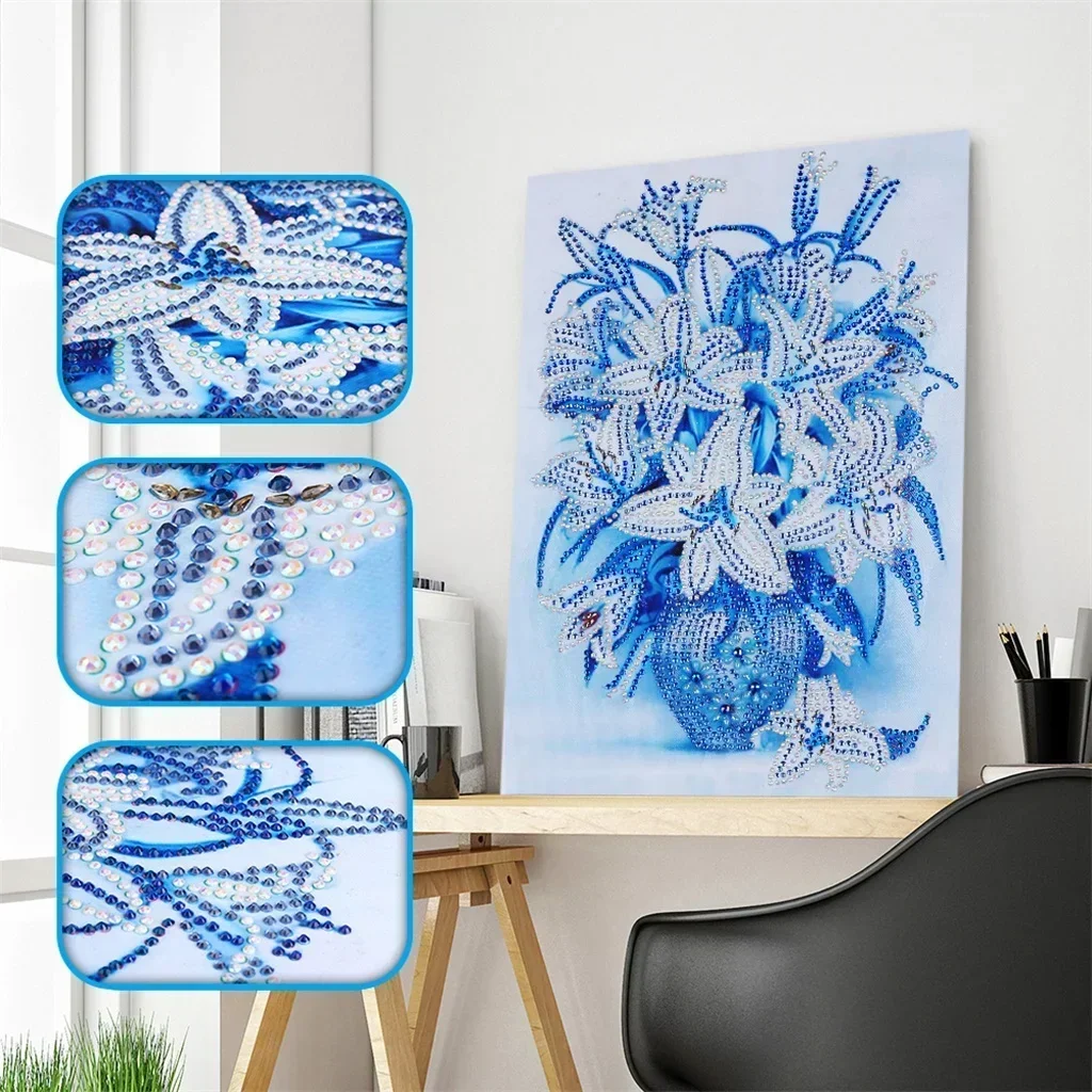 Vase Diamond Embroidery Flower Diamond Painting 5D Partial Cross Stitch Kits Embroidery Diamond Painting Special Shaped Drill