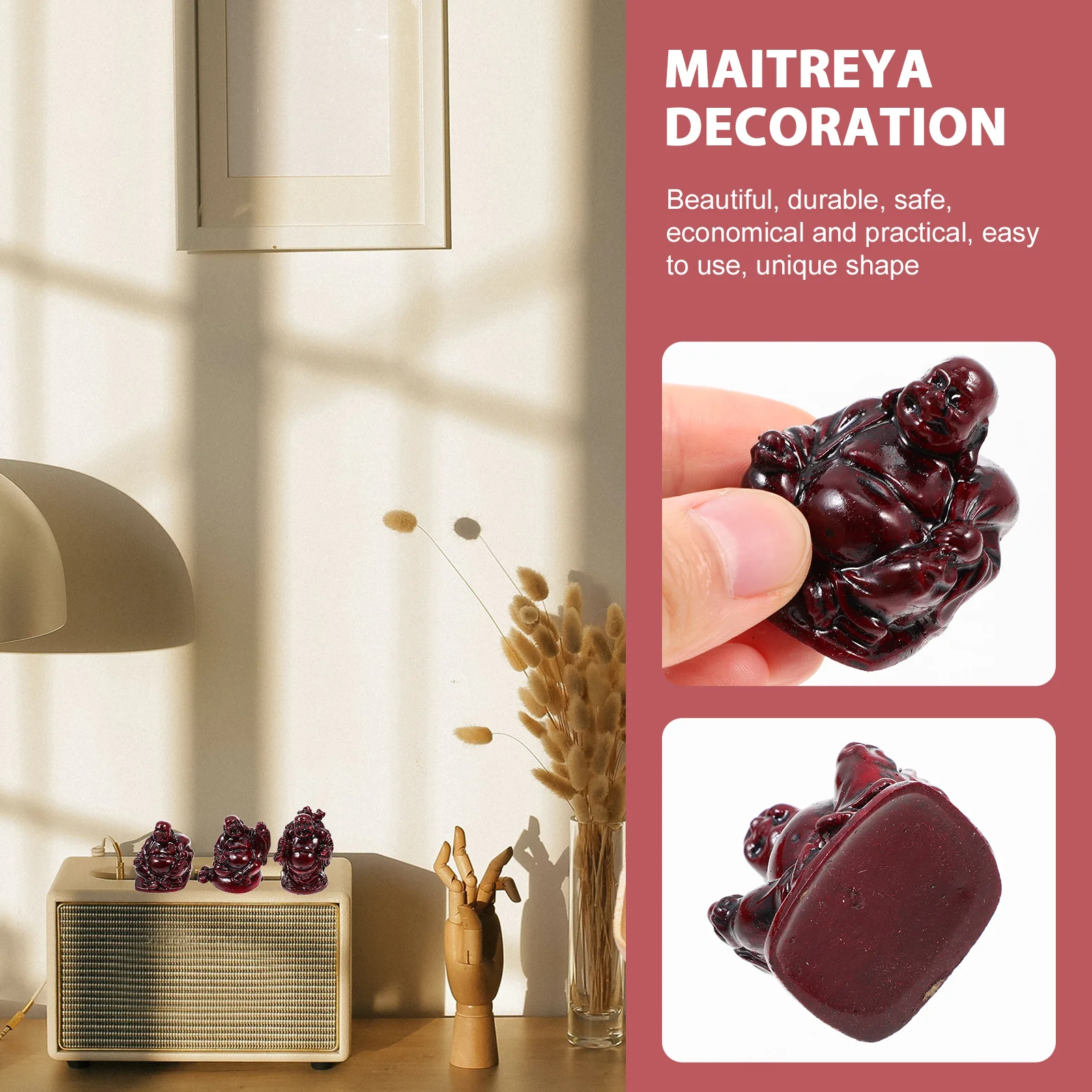 

6pcs Maitreya Buddha Statue Housewarming Maitreya Decoration Decor For Home Office Desktop Housewarming Gift Decorative