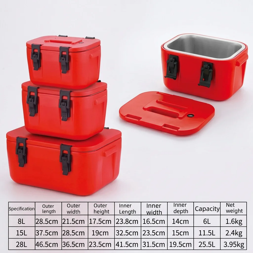 Factory Stainless Steel 8L 15L 28L 40L Large Capacity Heat Insulation Box Portable Outdoor Rectangle Insulated Thermos Container