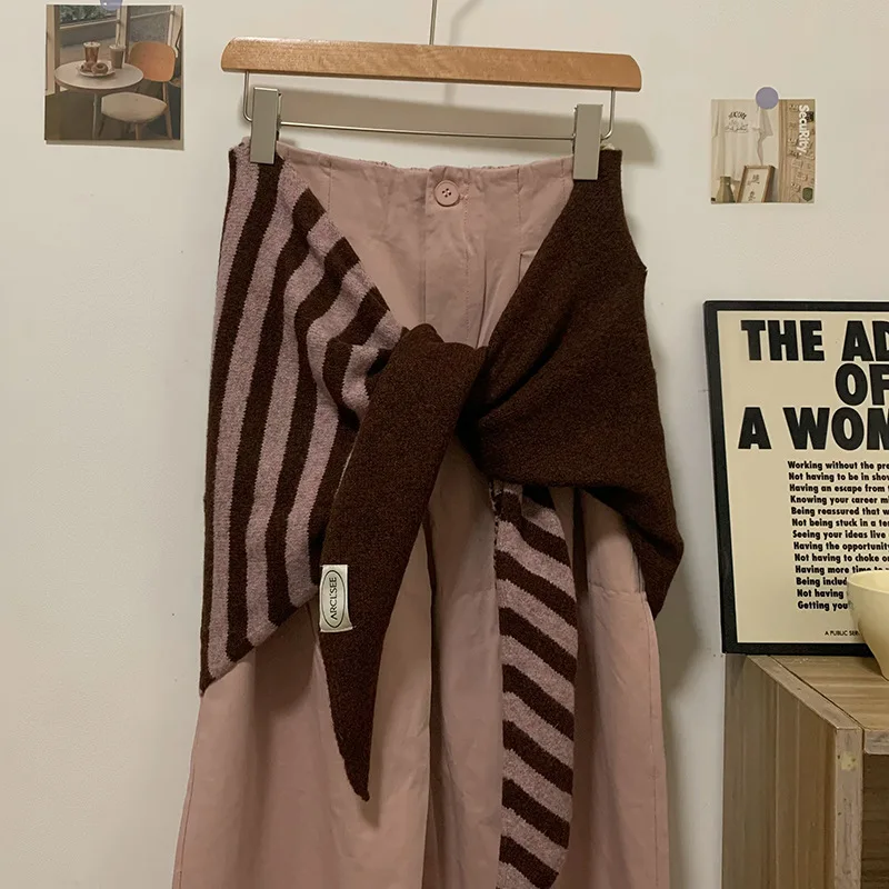 Herfst en winter nieuwe imitatie kasjmier gestreepte driehoekige gebreide sjaal handdoek om warm te blijven en gebreide halssjaal toe te voegen