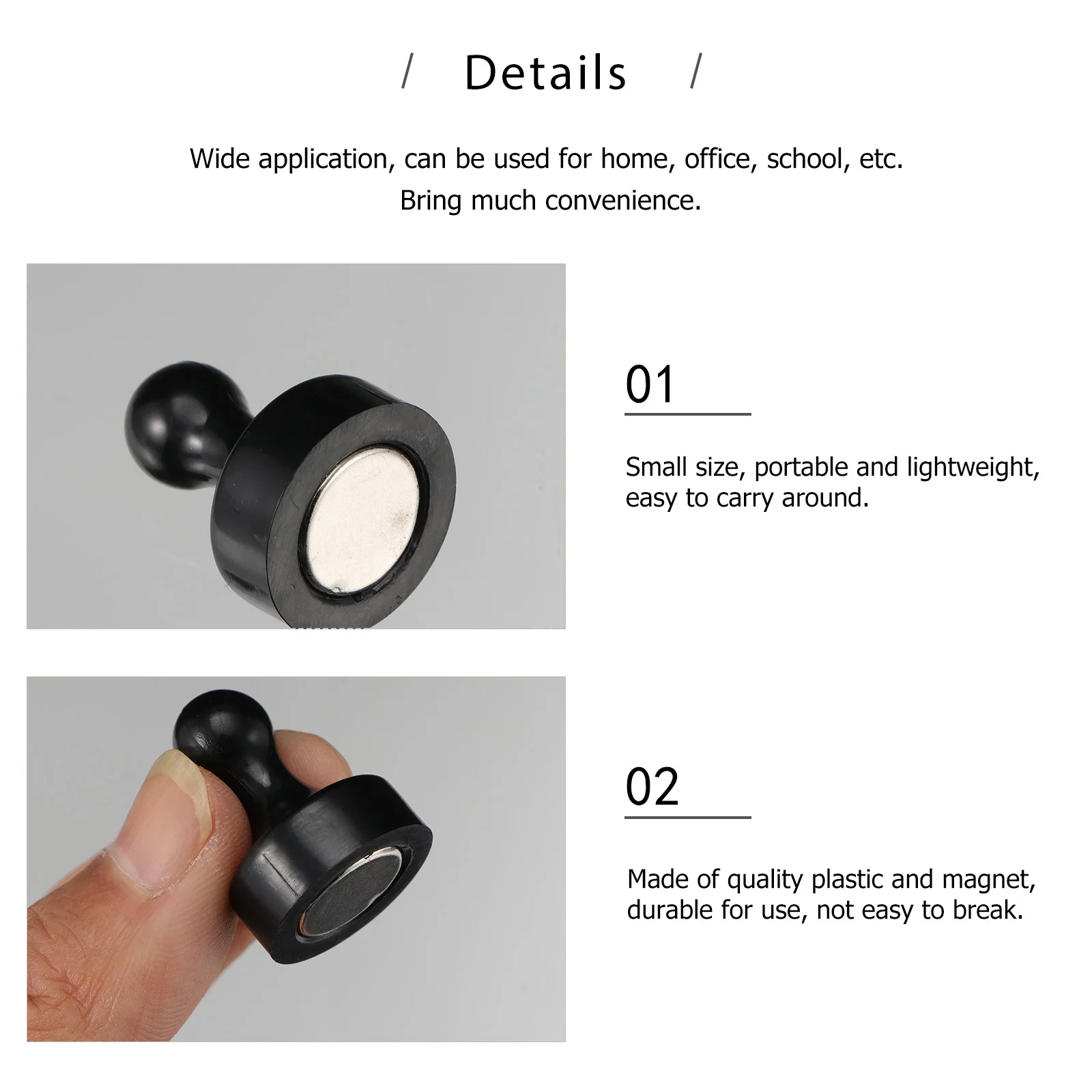 10 قطع من المسامير المغناطيسية لخزانة الثلاجة البيضاء والمكتب والمدرسة والمنزل، سطح غير قابل للخدش، محمول مدمج #3