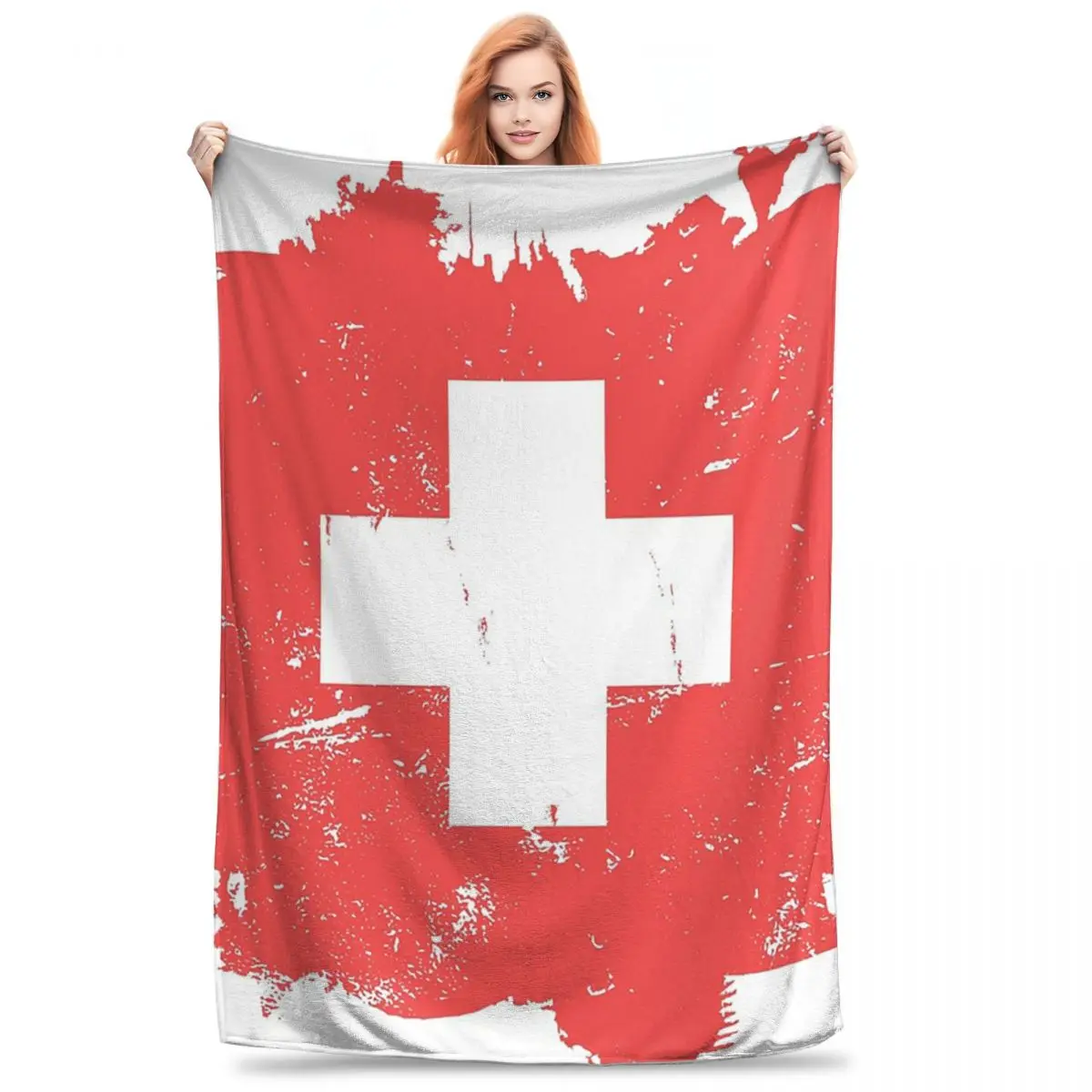 Swiss Switzerland Flag Blanket Flannel Warm Sofa Throw Blankets For Couch Bedding Outdoor Throws Bedspread Quilt