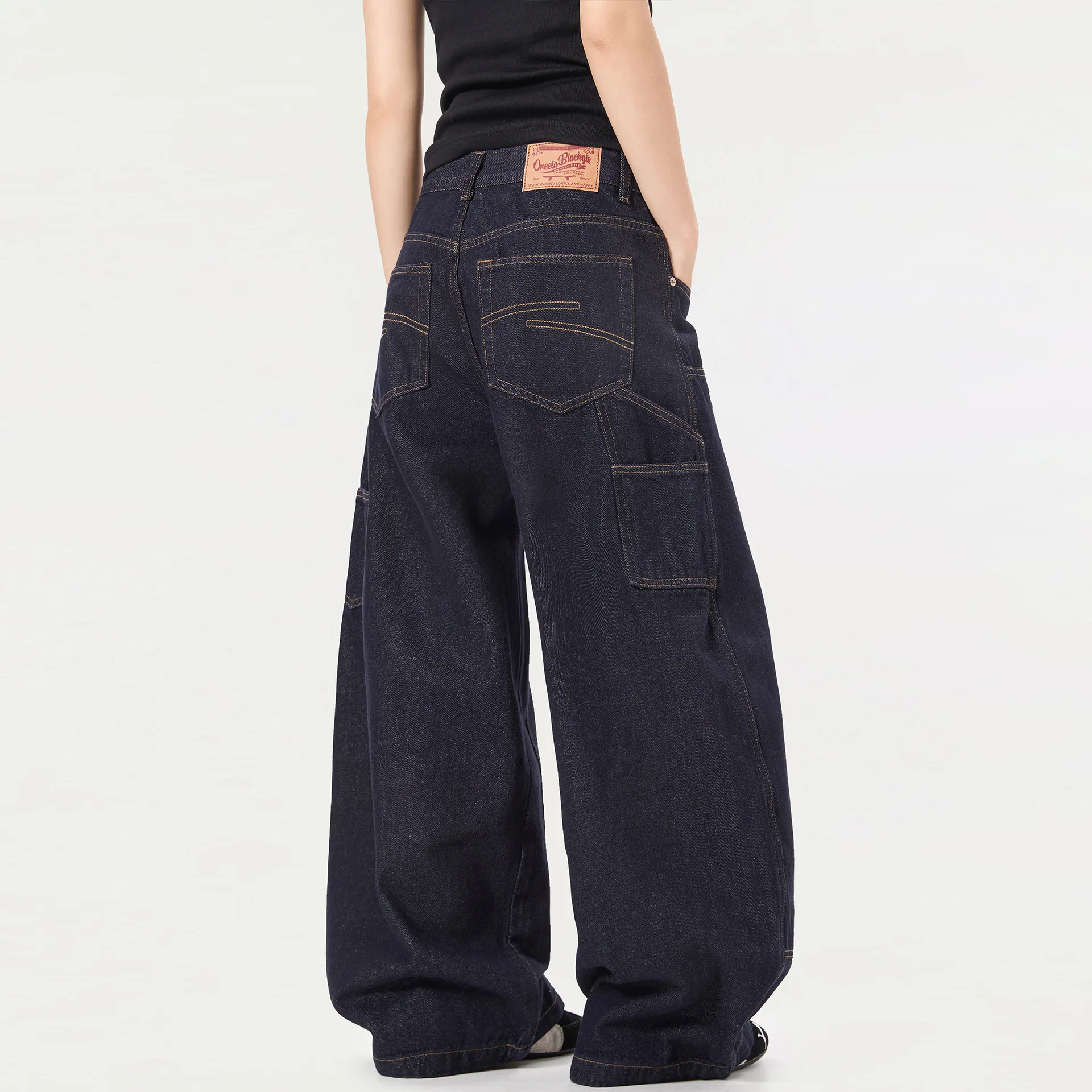 OR FL Three-dimensional Footprints Print Curved Knife 85 Cotton Women Jeans Trendy Brand High Street Niche Design Sense Trousers