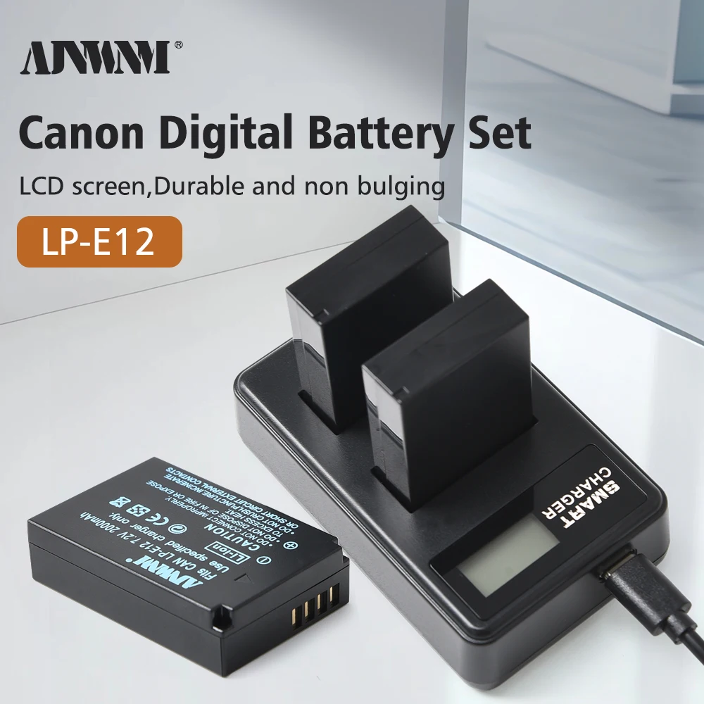 2000mAh LP-E12 LPE12 LP E12 Camera Battery AKKU + LCD USB Charger for Canon M 100D Kiss X7 Rebel SL1 EOS M10 EOS M50 DSLR