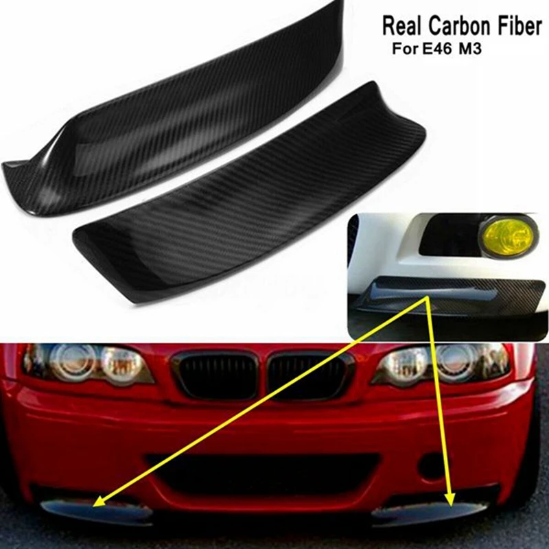 For BMW E46 M3 1999-2006 REAL Carbon Fiber Front Bumper Splitter Spoiler Lip