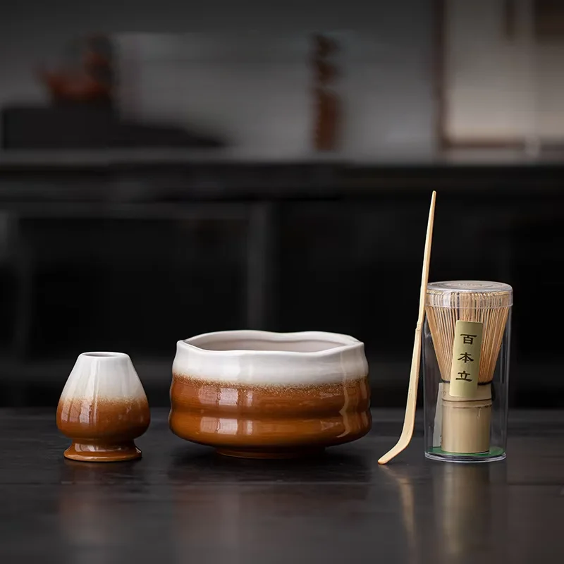 

BespritGift Ceremonial Matcha Set Japanese Tea Starter Kit Vintage Chawan Bamboo Whisk Organic Sustainable Gift Box 8pc