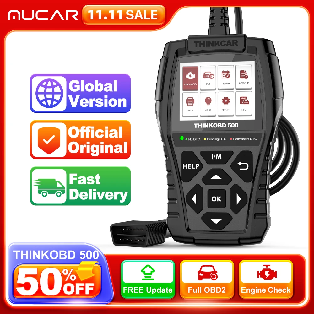 THINKCAR THINKOBD 500 Car Diagnostic Tools, Auto Obd2 Scanner, Automotive Obd 2 Version, Atualização gratuita vitalícia