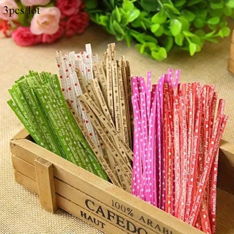 Pack of 300 Colored Kraft Paper Tied With, Suitable for Baking, Lollipop Packaging,  And Sealing with Iron Tying Rope