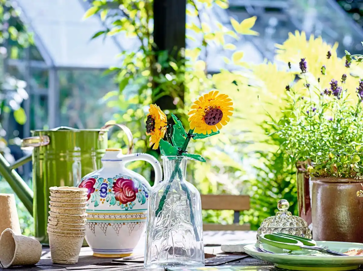 Lego blocos de construção flor plantas série 40524 girassol meninos e meninas quebra-cabeça montagem brinquedo presente