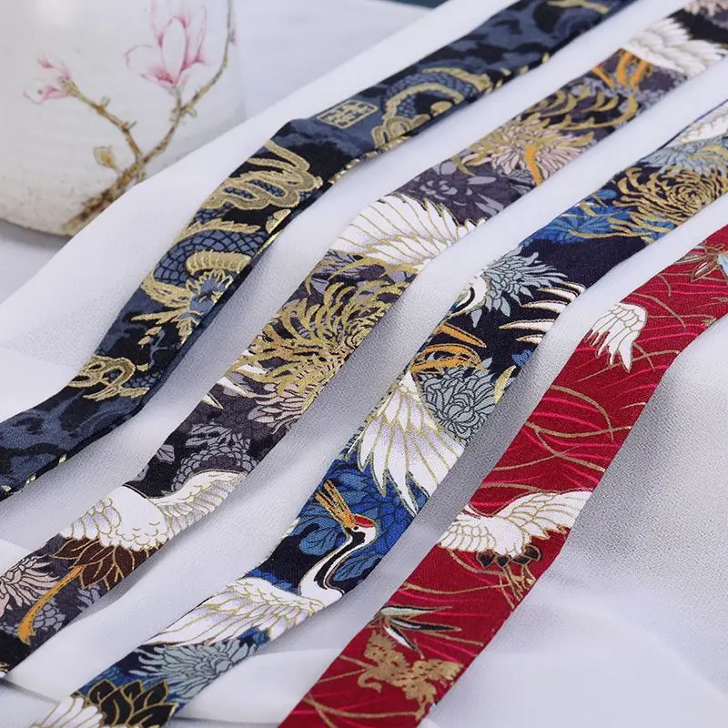 Headband Antique Chinese Style Hanfu Costume Headdress Printing Traditional Hair Band Headwear for Unisex Ribbon HairRope