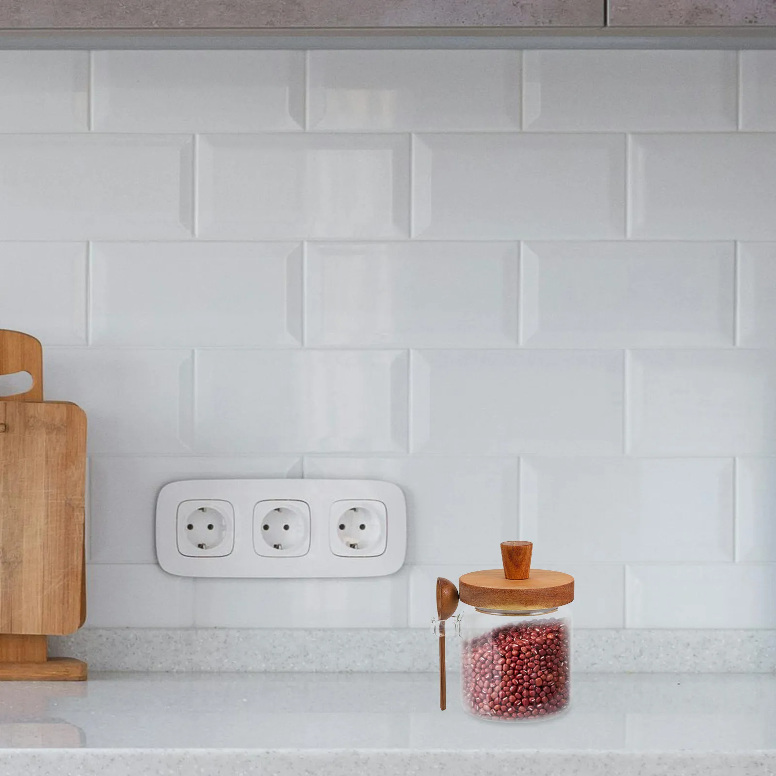 Juego de 1 Tarro de Miel de Vidrio con Tapa de Madera y Cuchara Integrada, Elegante Dispensador de Miel para Organización de Cocina y Uso Gourmet
