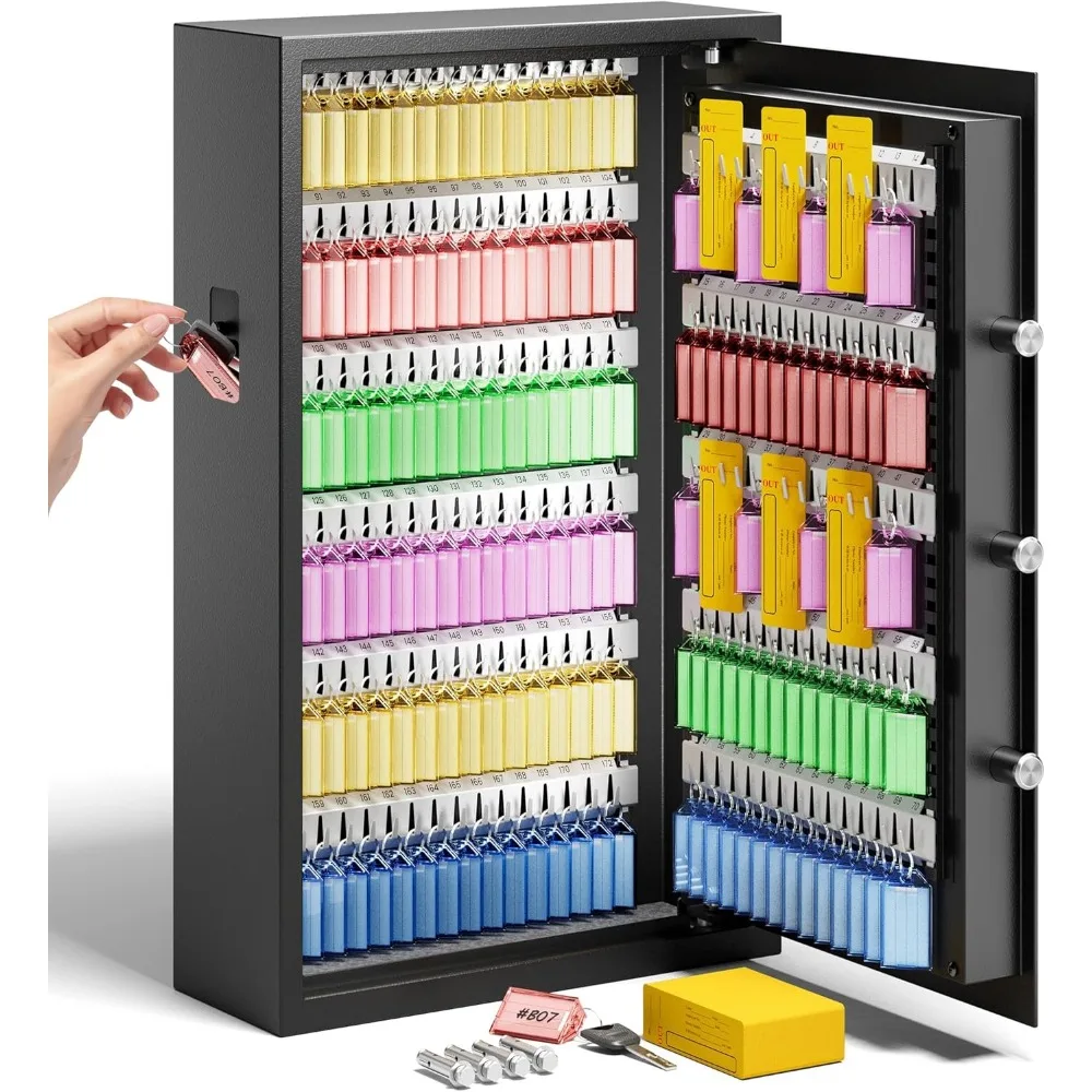 

Wall Mount Key Cabinet 172 Hook Digital Code Lock Anti Theft Deposit Slot Office Home Garage Secure Storage