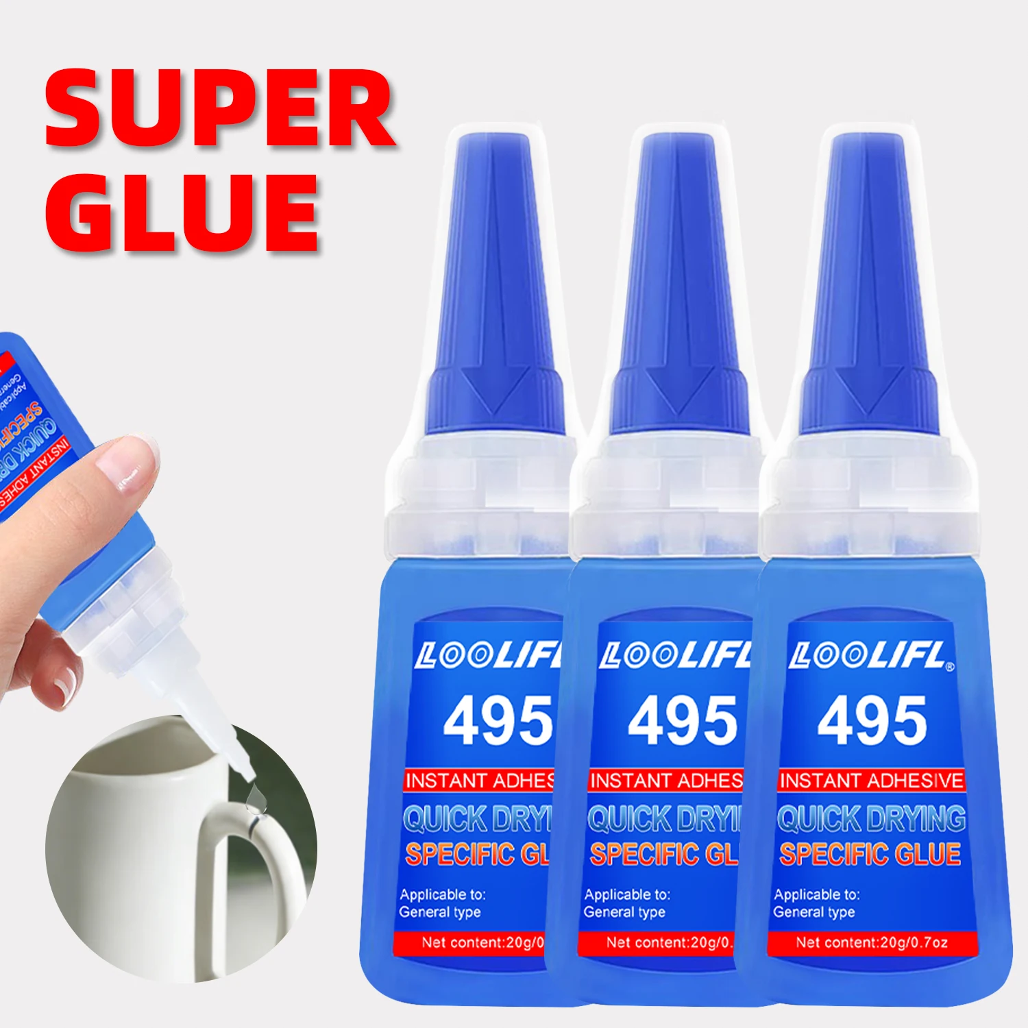 

401 Супер клей, 20 г, 3 упаковки — прозрачный многоцелевой суперклей для мгновенного склеивания для рукоделия, промышленных и бытовых фиксаций, быстрое настройки