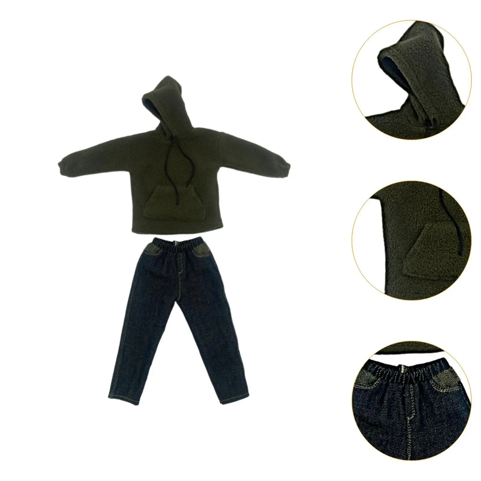 2 Pezzi Felpe con Cappuccio in Scala 1/6 e Jeans Indumento Costume Abbigliamento in Miniatura per Figure Maschili da 12 Pollici Modello di Bambola Vestire Accessori