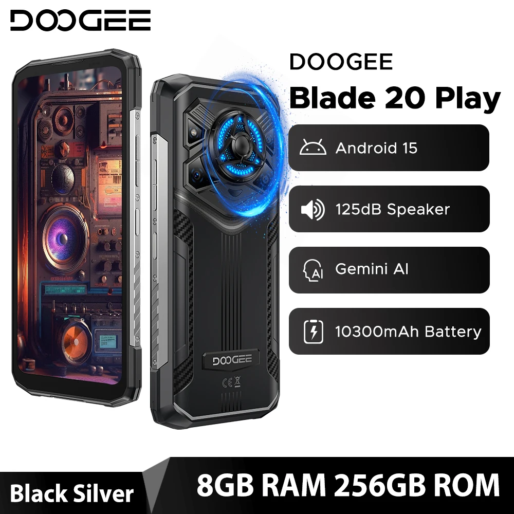 Global Versie DOOGEE Blade20 Play 5G Robuuste Telefoon 6.6 ''Gemini Al 125dB Speaker 10300mAh Batterij NFC Android 15 Mobiele Telefoon