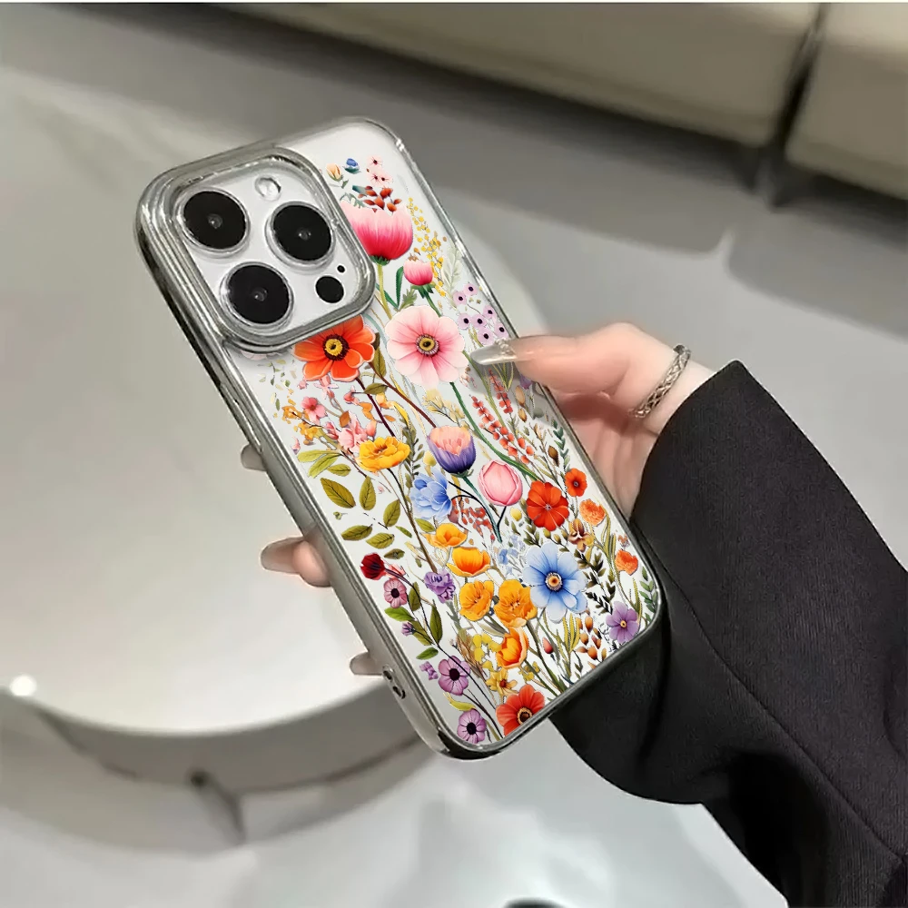 Blumen-Handyhülle für iPhone 17 15 13 14 16 11 12 Pro Max Plus 16 17 XR XS Hüllen Transparent Silberbeschichtet Luxus-Schutzhülle – Detail 6