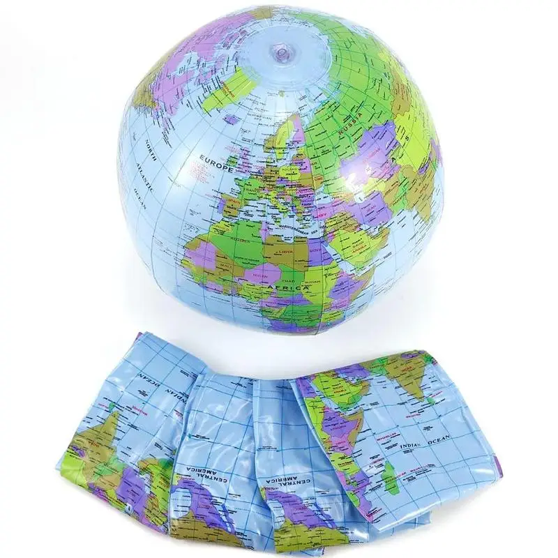 

90CM Inflatable Earth World Geography Globe Map Balloon Toy Beach Ball Early Educational Supplies Kids Learning Outdoor Toys