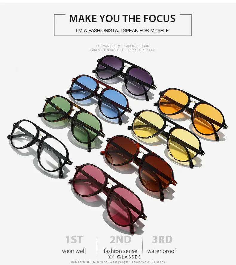 2026 Neue Doppelbalken-Retro-Sonnenbrille für Damen und Herren im Pilotenstil mit Metall-Linien-Dekoration UV400 – Detail 3