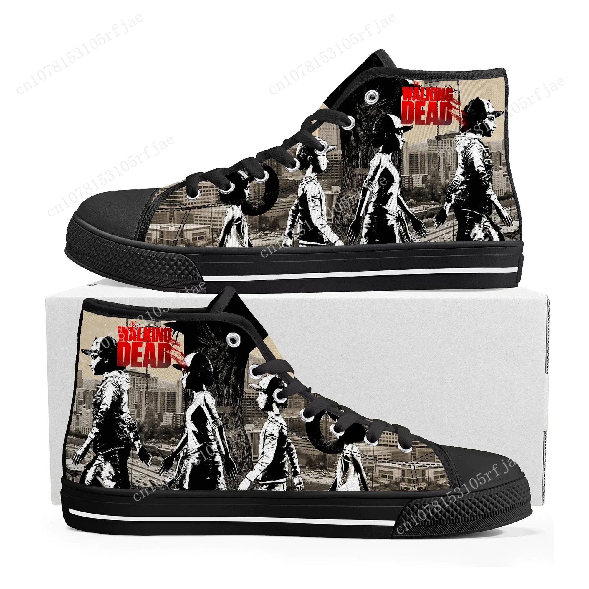 

The Walking Dead High Top Sneakers Cartoon Game Men Women Teenager High Quality Canvas Sneaker Fashion Custom Built Couple Shoes