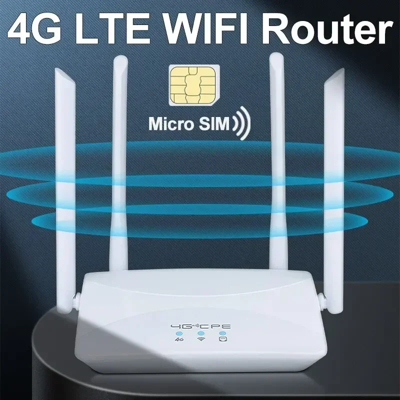 

4G LTE WIFI Router 150Mbps 4 External Antennas Power Signal Booster Hotspot Smoother Wired Connection Intelligent Micro SIM Card