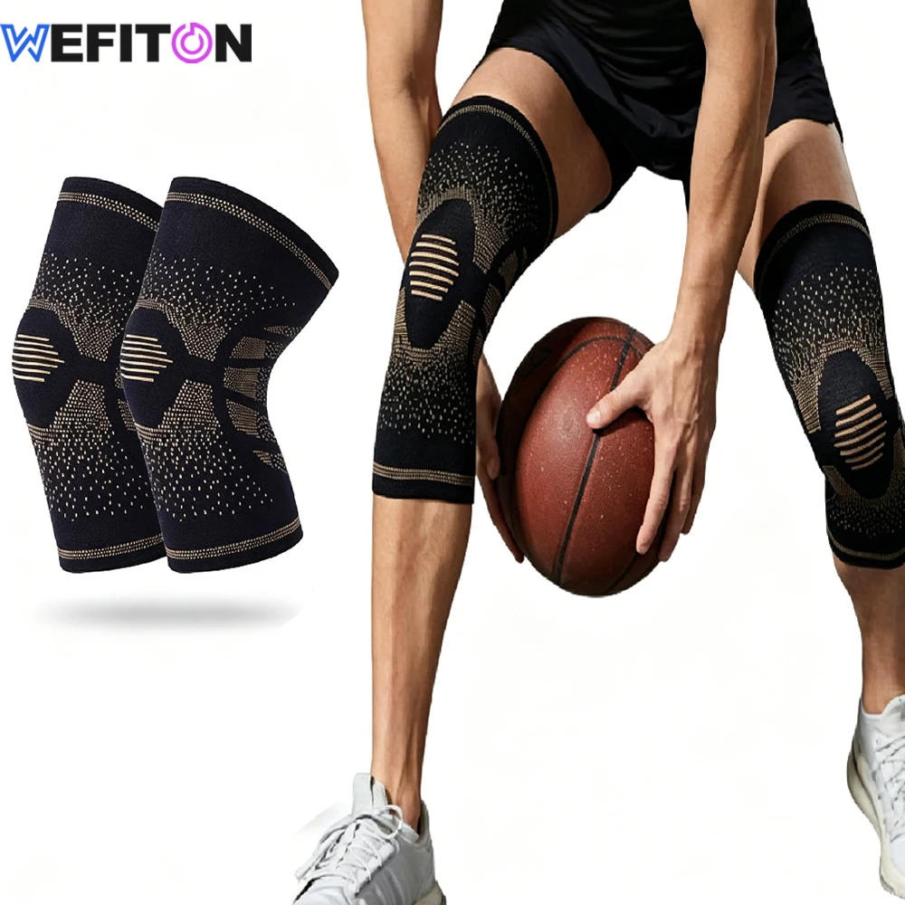 1/2PCS Copper Compression Knee Sleeve, Breathable Stabilizer Brace for Running, Weightlifting, Cross Training, Gym Workout