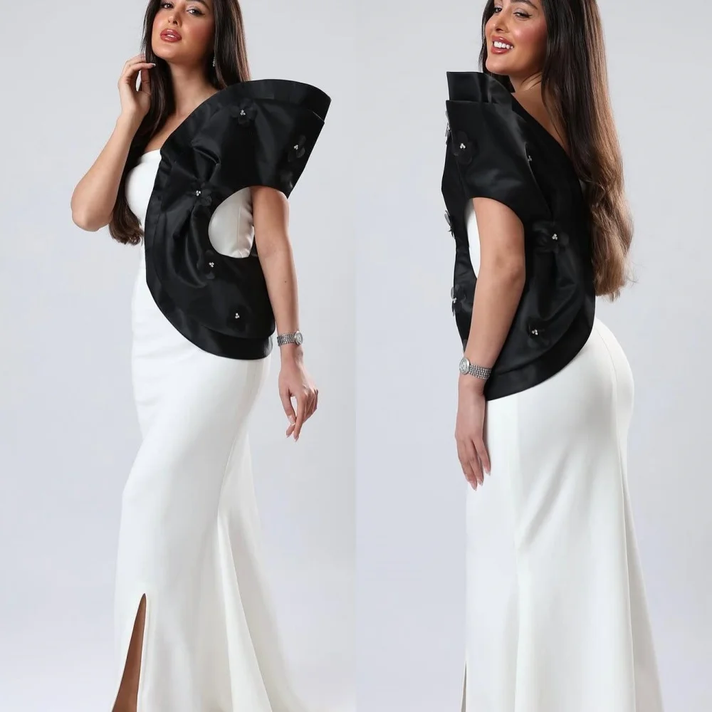 

Customized Matching Jersey Pleat Trumpet One-shoulder Long Dresses Bespoke Occasion Party Fashion Modern Style
