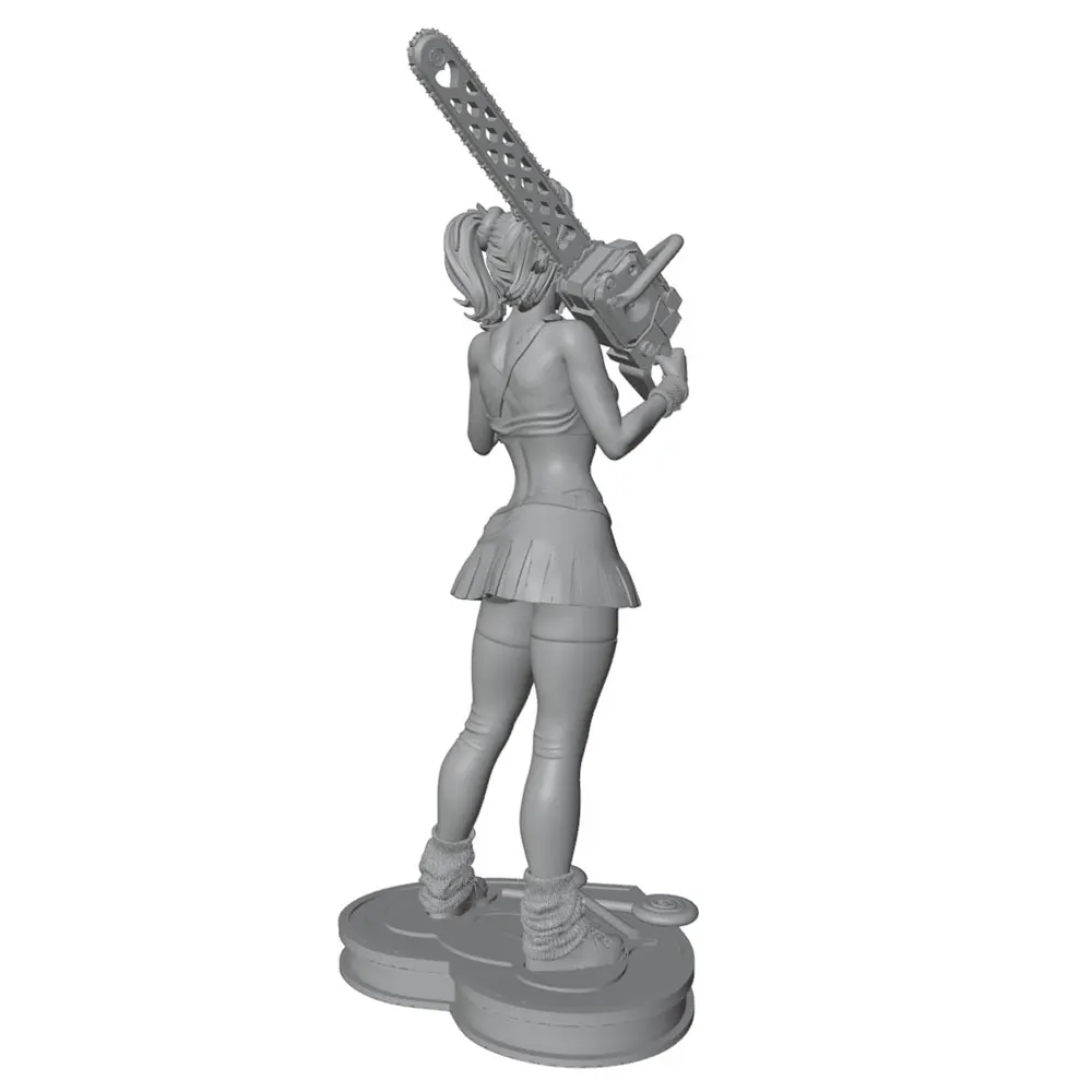 Figura resina sin pintar para juegos rol – Chica con sierra y piruleta - imagen 5
