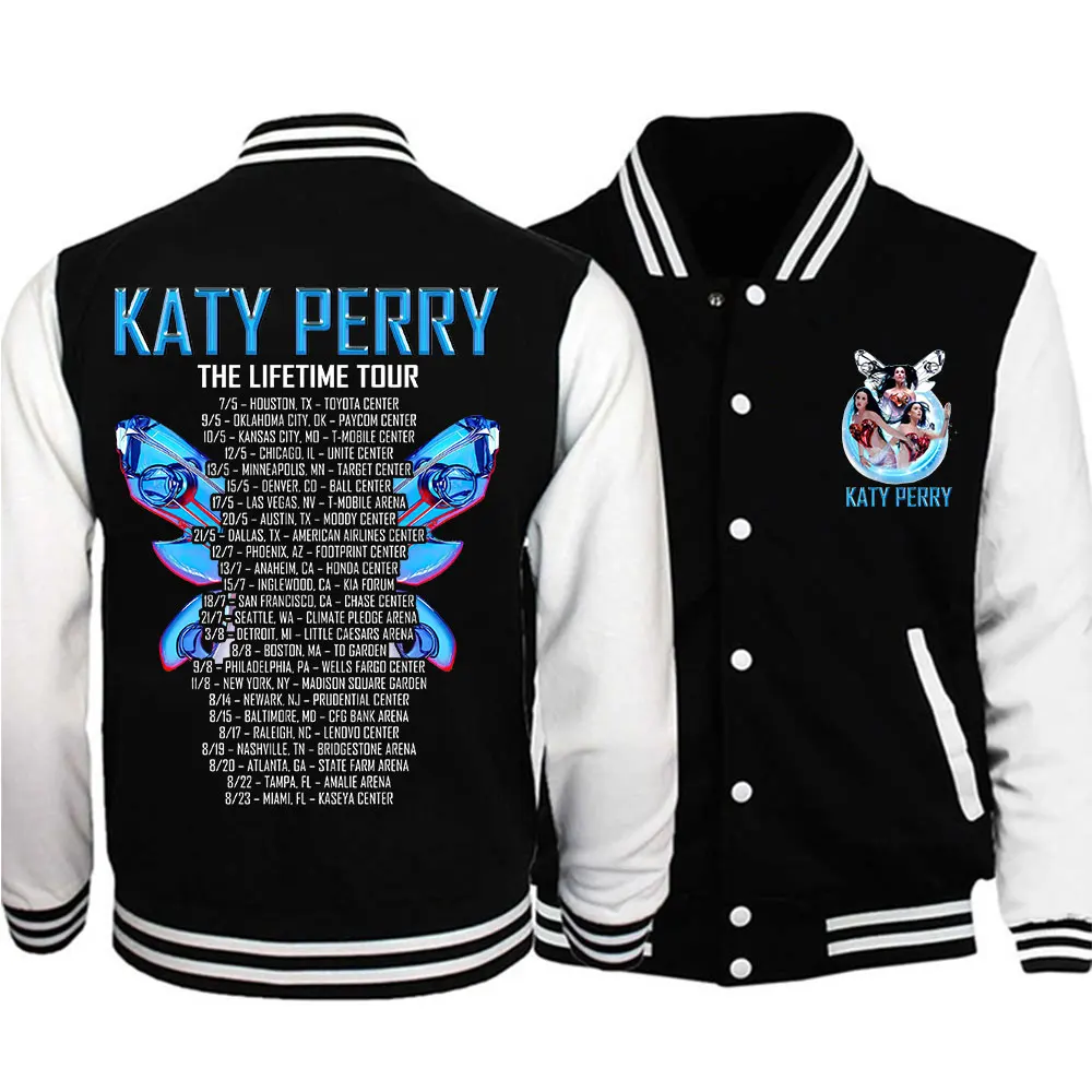 

Бейсбольная куртка Katy Perry The Lifetimes Tour 2025 Y2K, повседневная уличная одежда большого размера, пальто-бомбер, мужская одежда