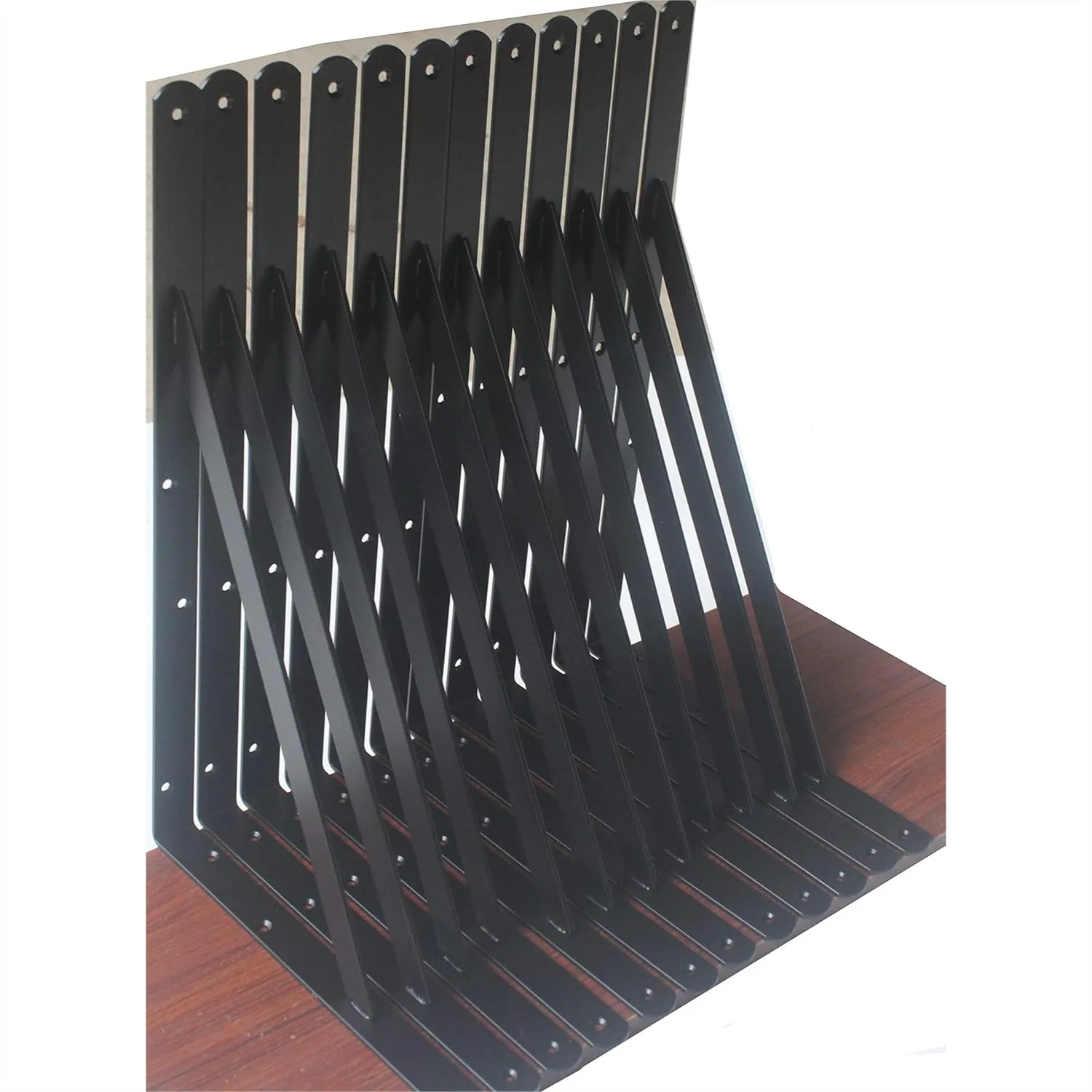 

12 Pack Heavy Duty Shelf Brackets 22"x12" Black with Screws, Metal Floating Shelf Support for Kitchen Garage Office
