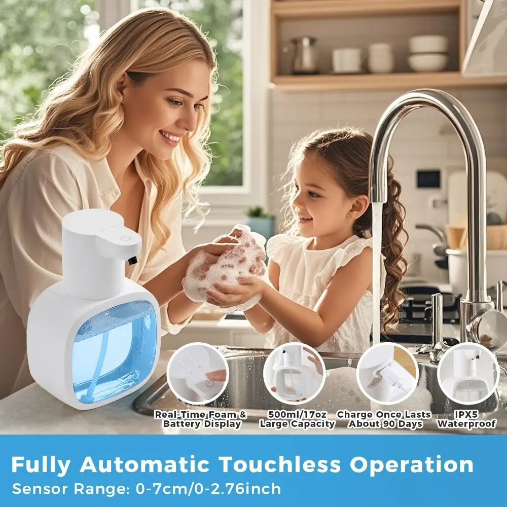 

Automatic Foaming Soap Dispenser 4-Level Adjustable Waterproof Smart Soap Dispenser Wall - Mounted Rechargeabled