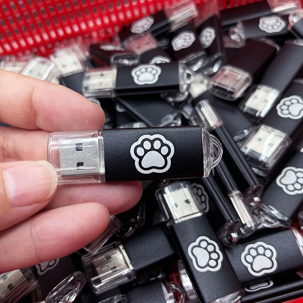 50pcs Harga Grosir Flash Drive Metal Usb 2.0 4GB 8GB Pendrive 64GB Memory Stick Logo Gratis Hadiah Tahan Air U-disk dengan rantai