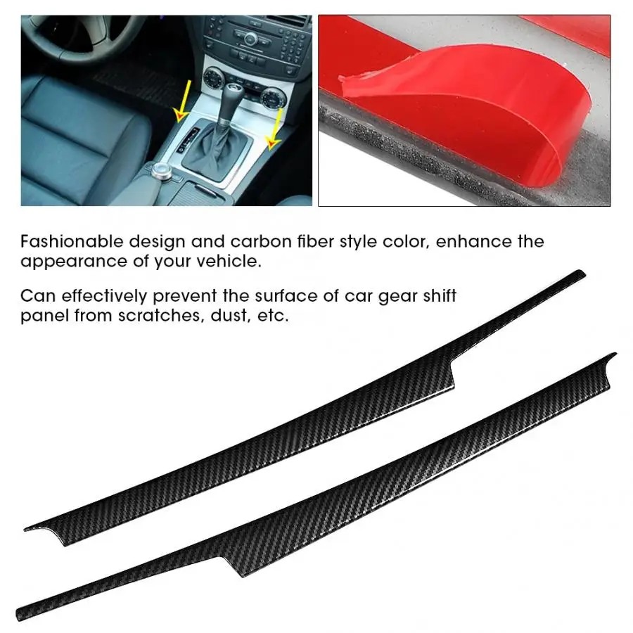 2Pcs Car Console Gear Shift Side Trim Cover Strip Fit for Mercedes-Benz C-class W204 C180 C200 C260 2008-2013