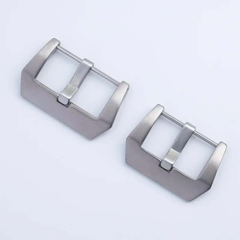 24mm 26mm Titanium Steel Tang Matt Silver Pin Buckle For Panerai Leather Rubber Watch Strap Metal Watchband Clasp Accessories