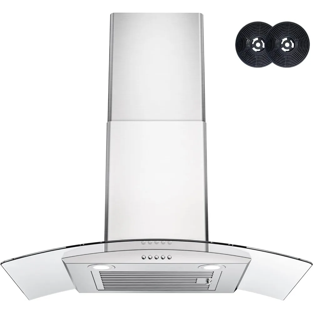 

FIREGAS Ducted/Ductless Convertible Wall Mount Kitchen Hood with Tempered Glass, 3 Speed Fan, 400CFM Stove Hood Vent