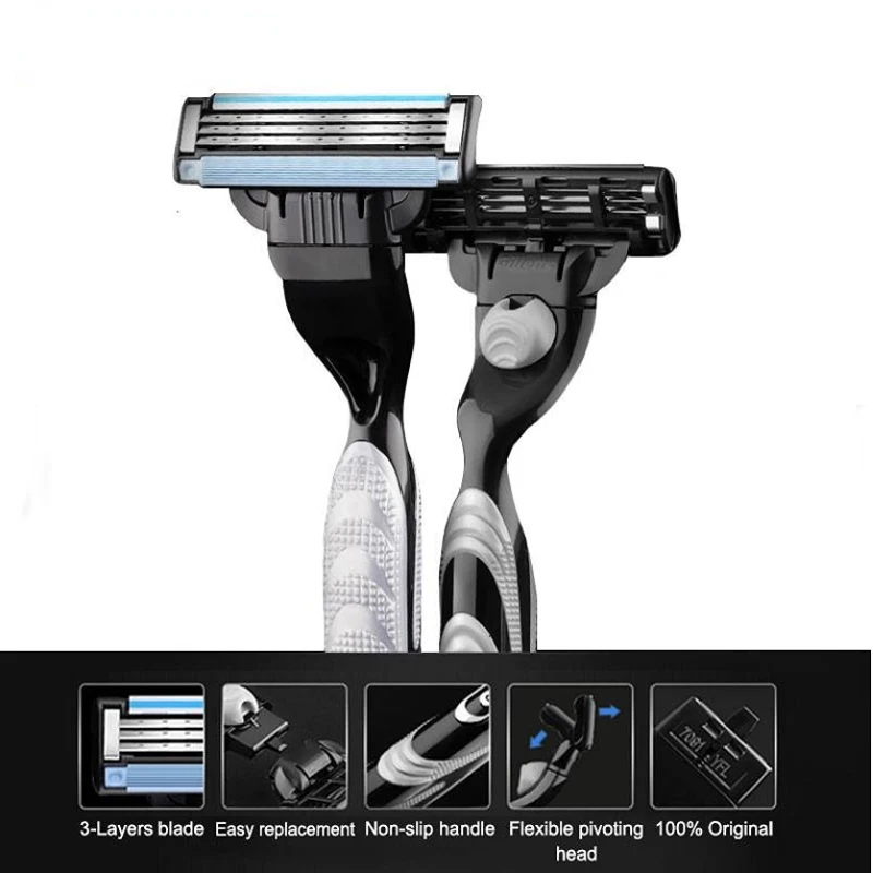 Gillette MACH 3 Men\'s Razor 3 layers Blades Fast Smooth Shaving Face Beard With Lubrication Strip Manual Shaver for Man