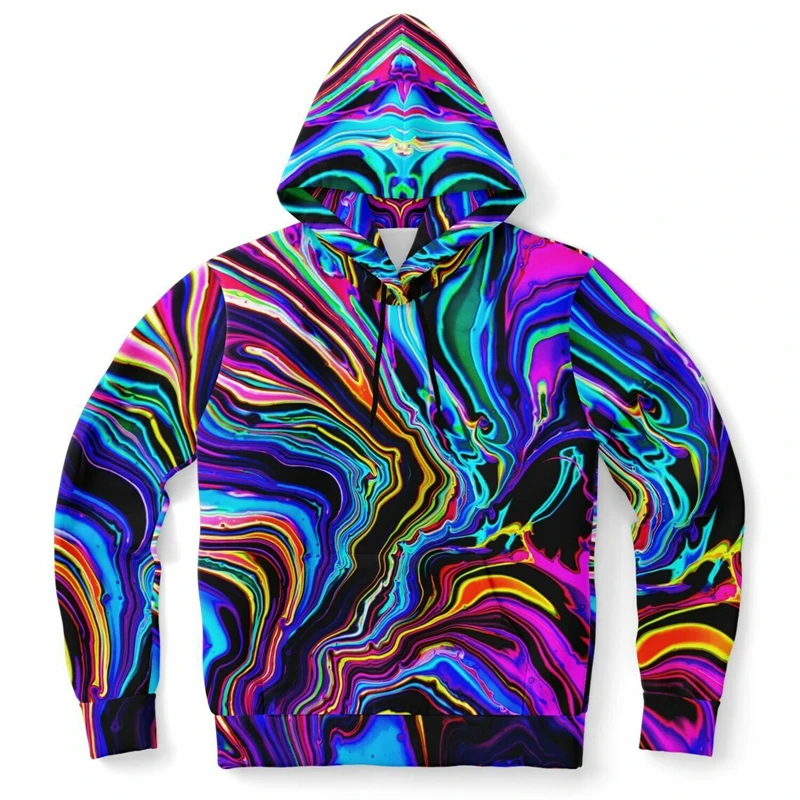 Harajuku Hoodies Men\'s Colorful Stripe Pattern 3d Print Street Tops Autumn Daily Casual Long Sleeve Oversized Hooded Sweatshirts
