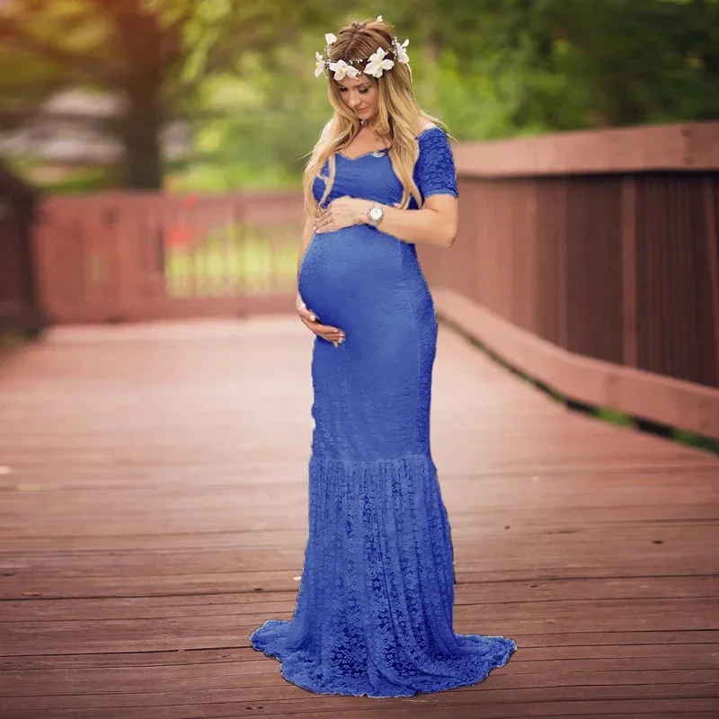 Summer Pregnancy Dress Photography Props Lace Maternity Dress Fancy Photo Shooting Dress