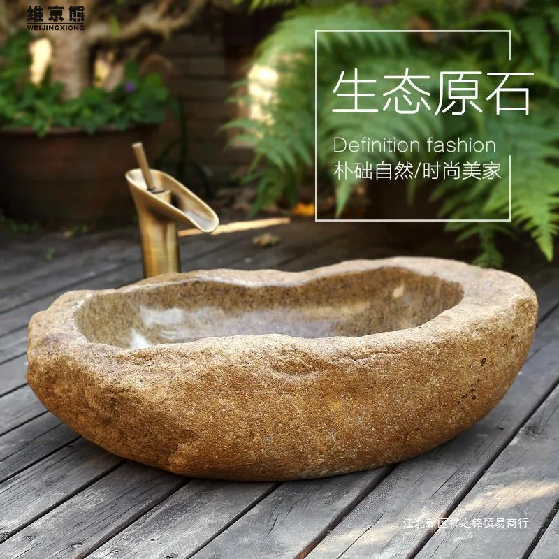 Table Basin Stone Wash Basin Vintage Pebble Table Basin Natural Stone Washbasin Art Basin Wash Basin