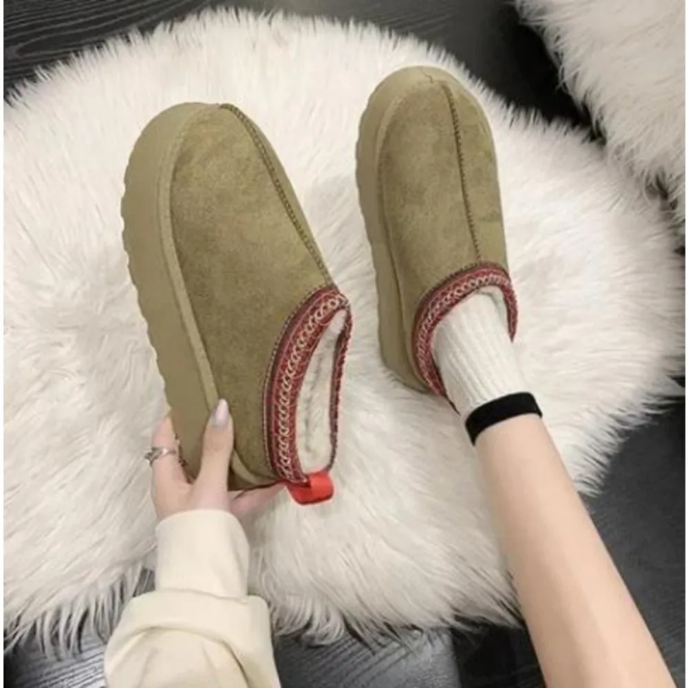 Women Chelsea Ankle Snow Boots Winter New Woman Brand Fur Short Plush Warm Flats Slippers Platform Shoes Flip Flops Suede Botas