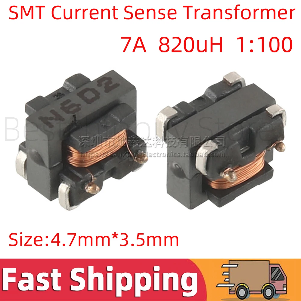 5PCS SMD SMT Current Sense Transformer EE4.4 Precision 7A High Current Sensor Turns Ratio 1:100 820uH EE04ST001 B82801A1824A100