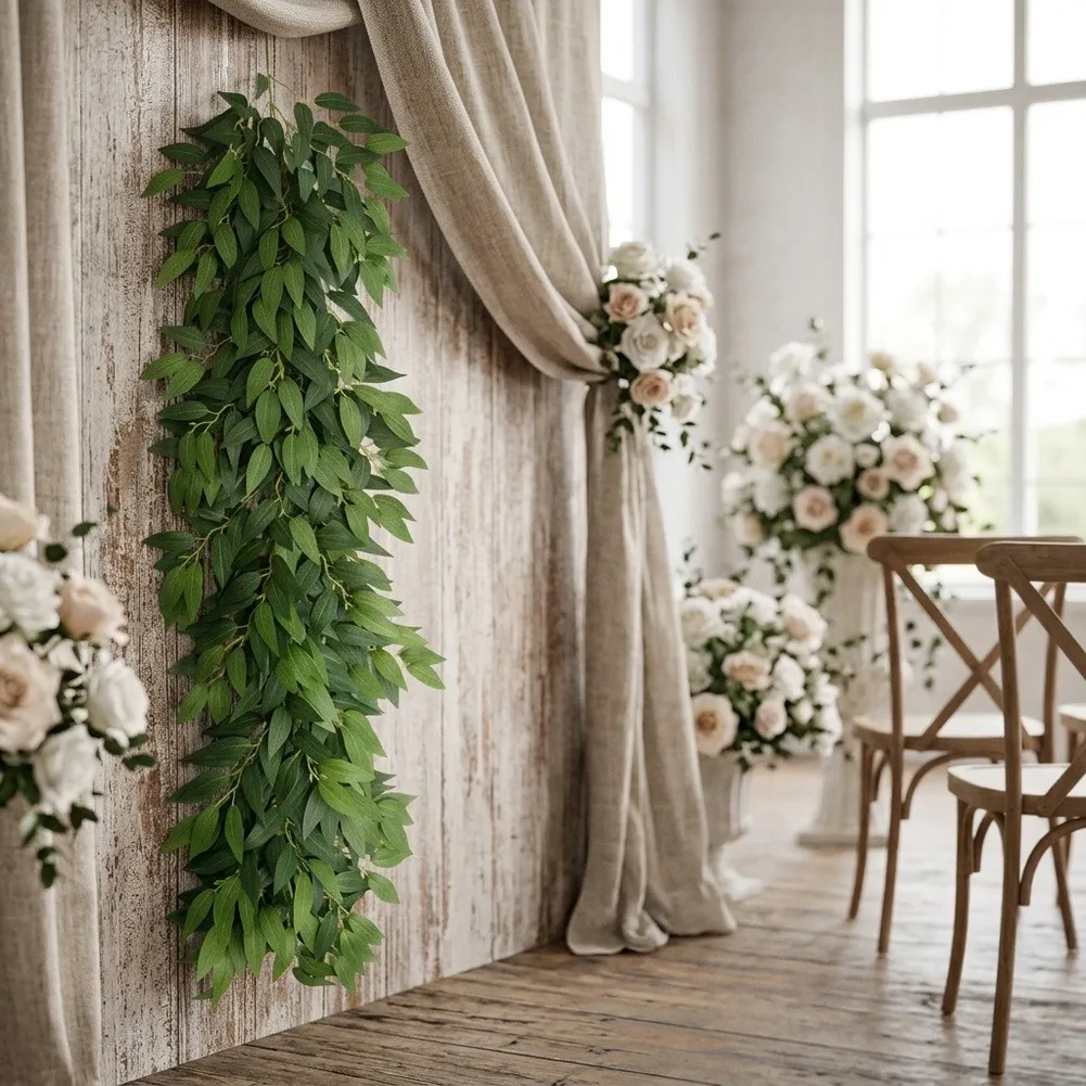Artificial Green Elaeagnus Rattan Vine 90cm for Hanging Decor Living Room Bedroom Balcony Wedding Backdrop Setup